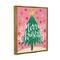 Stupell Industries Merry Christmas Pink Starry Pattern Framed Floater Canvas Wall Art